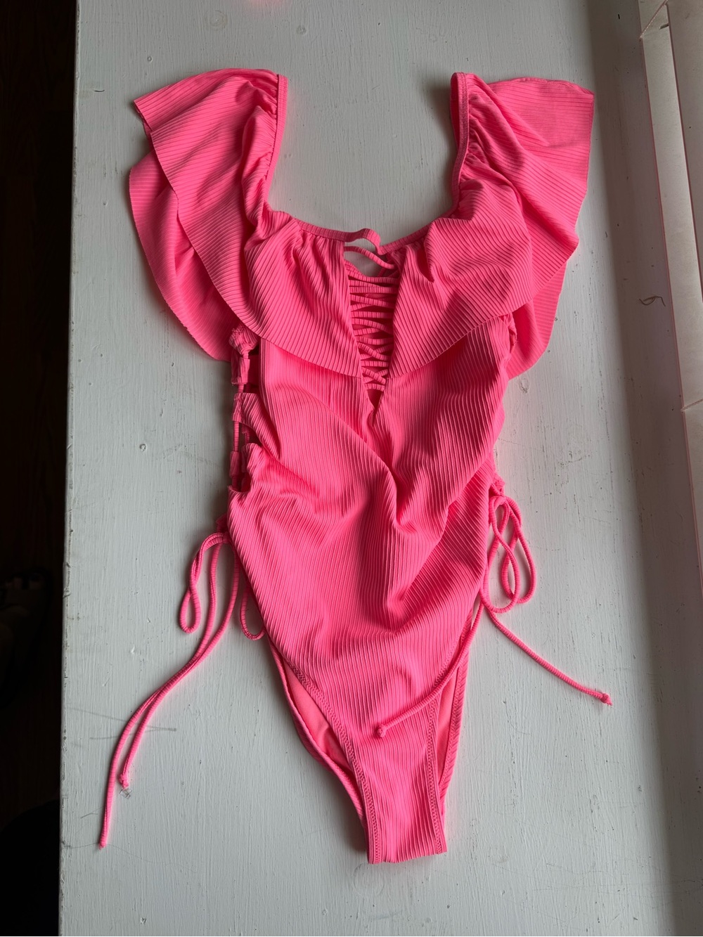 Hot Pink Ruffled One-Piece Swimsuit